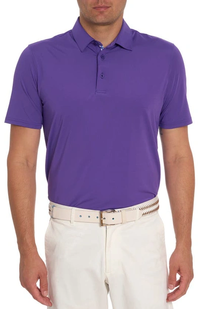 Shop Robert Graham Axelsen Solid Short Sleeve Performance Golf Polo In Purple