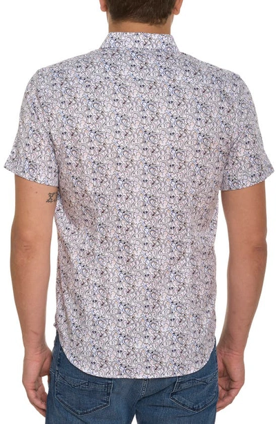 Shop Robert Graham Painted Faces Print Short Sleeve Cotton Button-up Shirt In White Multi