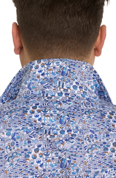 Shop Robert Graham Lakeport Patchwork Print Short Sleeve Cotton Button-down Shirt In Blue