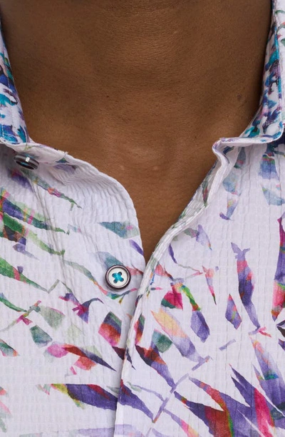 Shop Robert Graham The Roxy Seersucker Short Sleeve Button-up Shirt In White Multi Purple Print