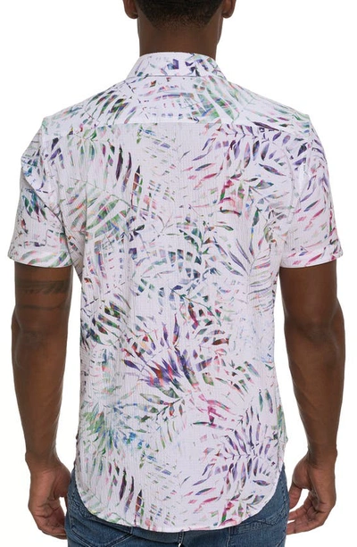 Robert Graham The Roxy Short Sleeve Button Down Shirt In White Multi Purple Print