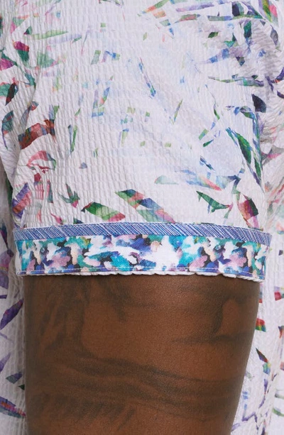 Robert Graham The Roxy Short Sleeve Button Down Shirt In White Multi Purple Print