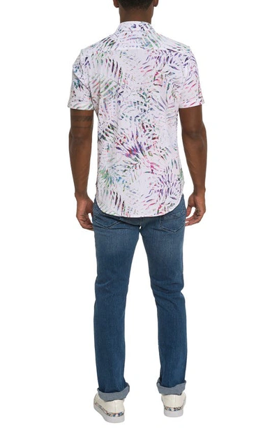 Robert Graham The Roxy Short Sleeve Button Down Shirt In White Multi Purple Print