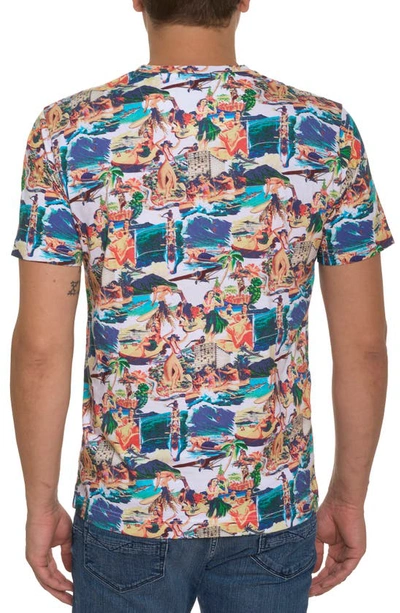 Shop Robert Graham Hawaii Vacation Cotton T-shirt In White Multi