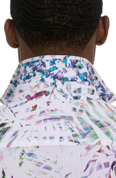 Shop Robert Graham The Roxy Seersucker Short Sleeve Button-up Shirt In White Multi Purple Print