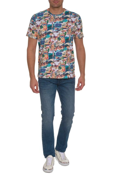 Shop Robert Graham Hawaii Vacation Cotton T-shirt In White Multi