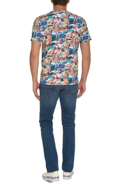 Shop Robert Graham Hawaii Vacation Cotton T-shirt In White Multi