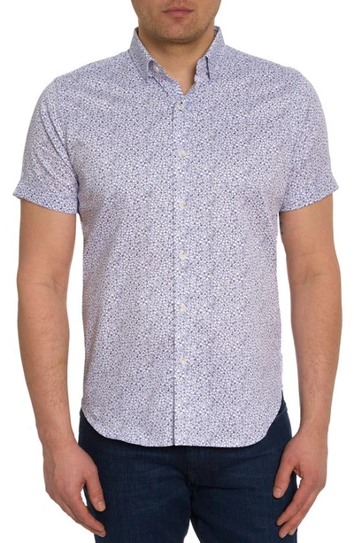 Shop Robert Graham Bellflowers Floral Short Sleeve Button-up Shirt In Navy