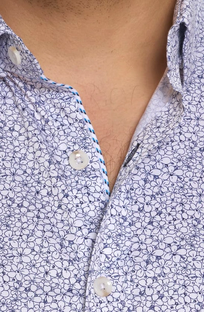 Shop Robert Graham Bellflowers Floral Short Sleeve Button-up Shirt In Navy
