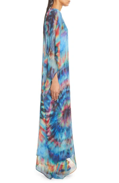 Shop Chloé Tie Dye Silk Caftan & Slipdress In 4za-multicolor Blue 1