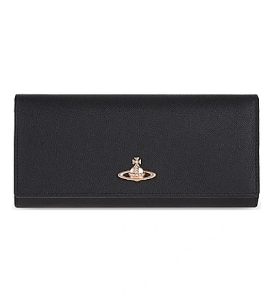 Vivienne Westwood Balmoral Leather Wallet On Chain In Black