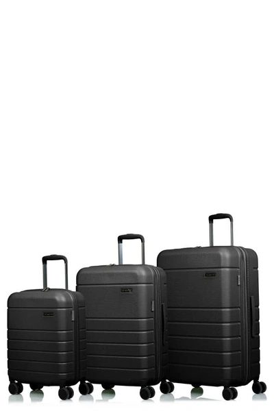 Shop Champs Spinner Suitcase 3-piece Luggage Set In Black