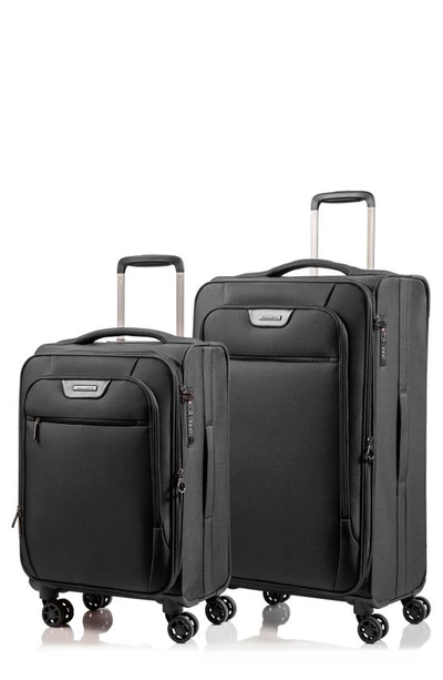 Shop Champs Softech Suitcase 2-piece Luggage Set In Black
