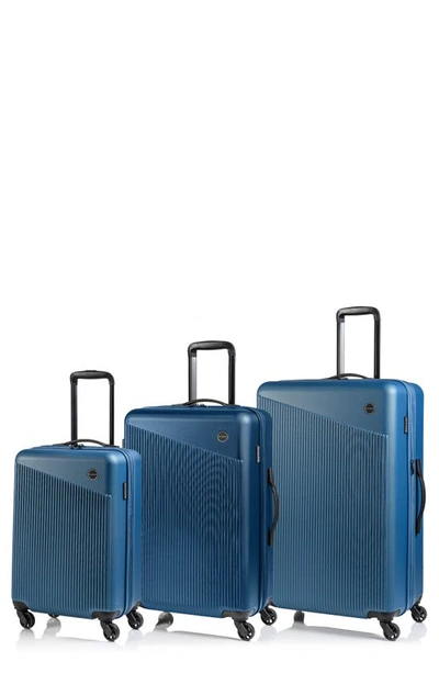 Shop Champs Astro Suitcase 3-piece Luggage Set In Blue