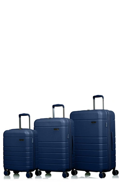 Shop Champs Spinner Suitcase 3-piece Luggage Set In Navy