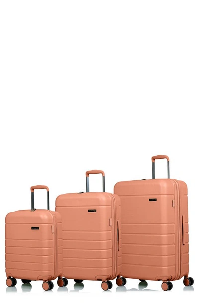 Shop Champs Spinner Suitcase 3-piece Luggage Set In Coral