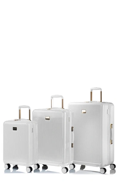 Shop Champs Luxe 3-piece Hardshell Luggage Set In White