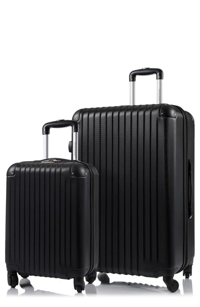 Shop Champs Tourist Suitcase 2-piece Luggage Set In Black