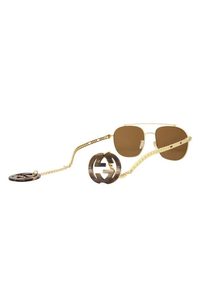 Shop Gucci 58mm Aviator Sunglasses In Gold Gold Brown