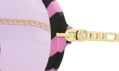 Shop Gucci 56mm Round Sunglasses In Pink Gold Pink