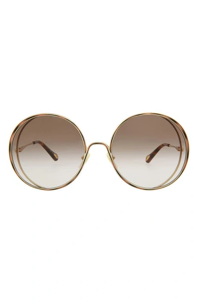 Shop Chloé Novelty 61mm Round Sunglasses In Gold Brown
