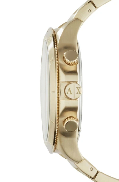 Armani Exchange Men's Chronograph Gold Tone Stainless Steel Bracelet Watch 50mm In Gold/ Gold