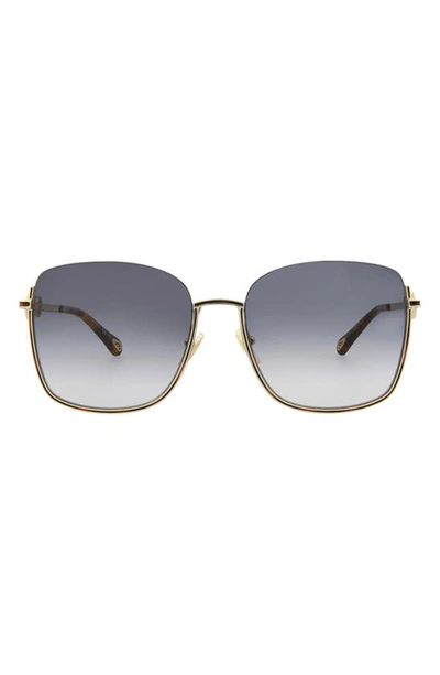 Shop Chloé Novelty 59mm Square Sunglasses In Gold Gold Blue