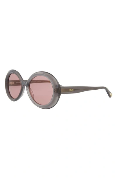 Chloé Core 55mm Oval Sunglasses In Grey Grey Red
