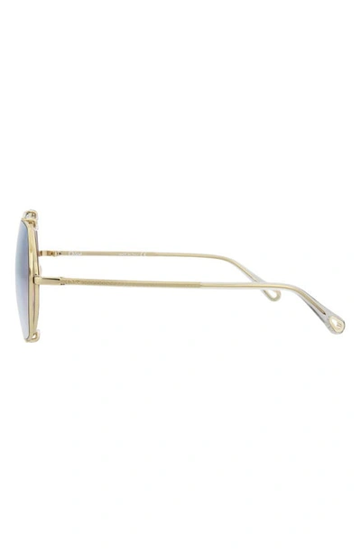 Chloé Novelty 56mm Aviator Sunglasses In Gold Grey Light Blue