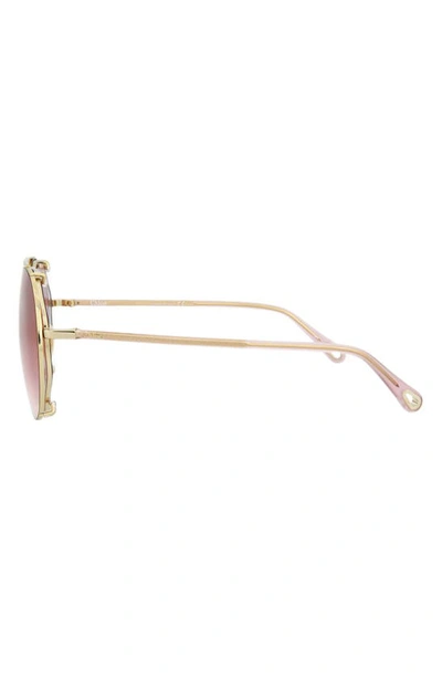 Shop Chloé Novelty 57mm Aviator Sunglasses In Gold Pink Red