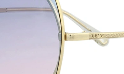 Chloé Novelty 56mm Aviator Sunglasses In Gold Grey Light Blue