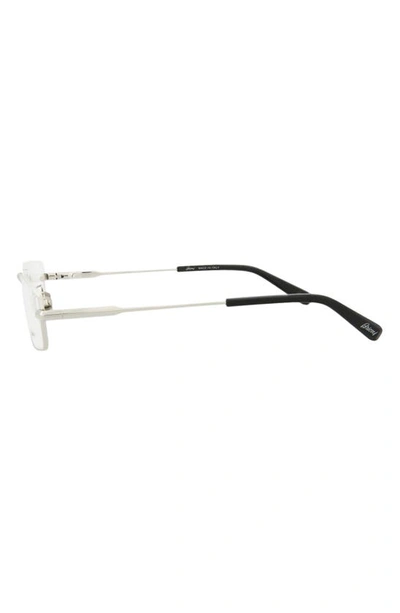Brioni Novelty 56mm Rectangular Optical Glasses In Silver Transparent