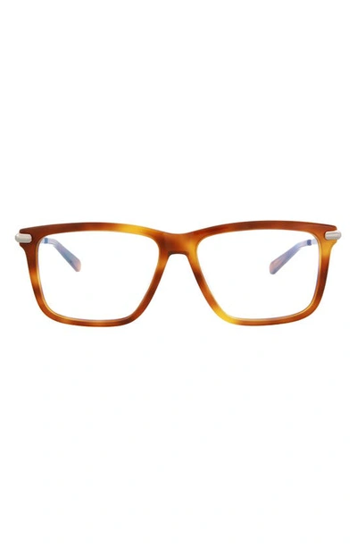Shop Brioni Novelty 57mm Square Optical Glasses In Havana Ruthenium Transparent