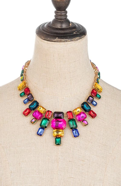 Eye Candy Los Angeles Jamie Rainbow Crystal Statement Necklace In Pink