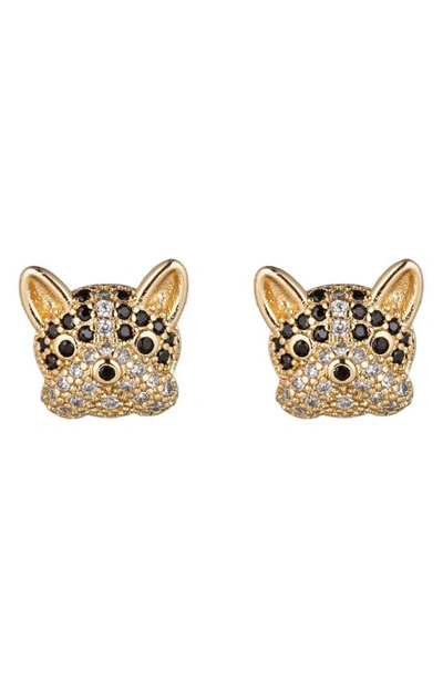 Shop Eye Candy Los Angeles Bulldog Cz Stud Earrings In Gold