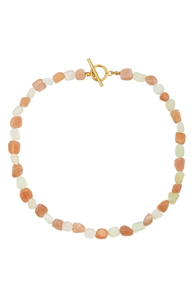 Shop Eye Candy Los Angeles Natalie Agate Beaded Toggle Necklace In Gold
