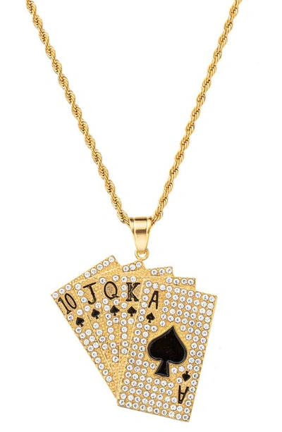 Shop Eye Candy Los Angeles Premium Collection Royal Flush Pendant Necklace In Gold