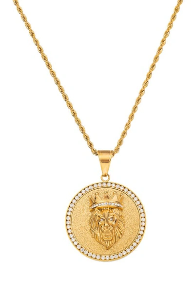 Shop Eye Candy Los Angeles Premium Collection Rowan Lion Head Pendant Necklace In Gold