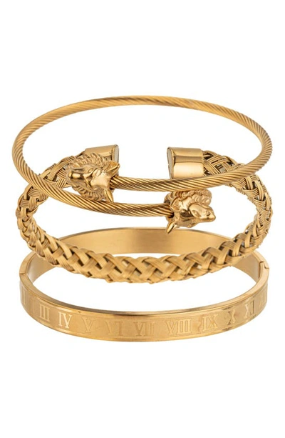 Shop Eye Candy Los Angeles Set Of 3 Bangle Bracelets In Gold