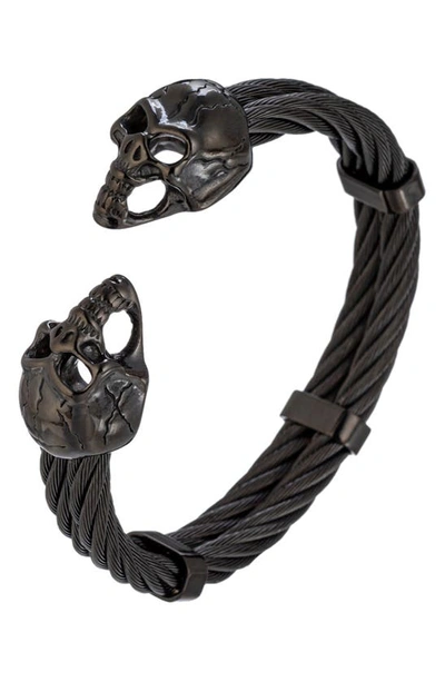 Shop Eye Candy Los Angeles Premium Collection Double Skull Cuff Bracelet In Black