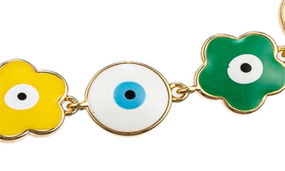 Eye Candy Los Angeles Floral Evil Eye Slider Bracelet In Gold