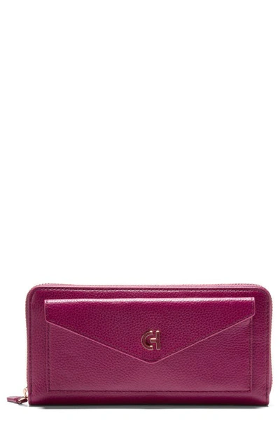 Shop Cole Haan Town Contintental Leather Wallet In Purple Potion