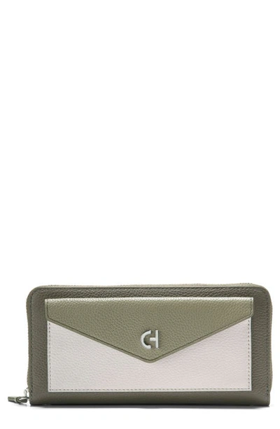 Shop Cole Haan Town Contintental Leather Wallet In Tea Leaf/ Oil Green/ Egret Co