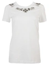 DOLCE & GABBANA T-Shirt Dolce & Gabbana, White Cotton , Lengthened Hem, Round Neck With Rhinestone Embellishments Un,F8H15ZG7HAGW0800