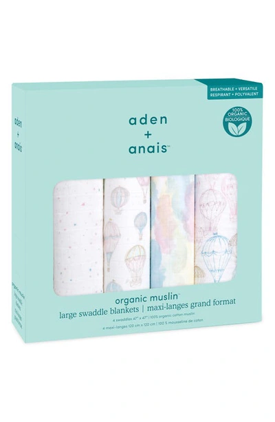 Aden + Anais 4-pack Classic Swaddling Cloths In Above The Clouds Pink