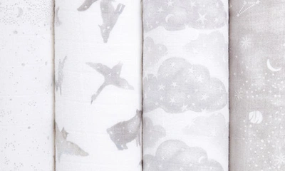 Aden + Anais 4-pack Classic Swaddling Cloths In Map The Stars Grey