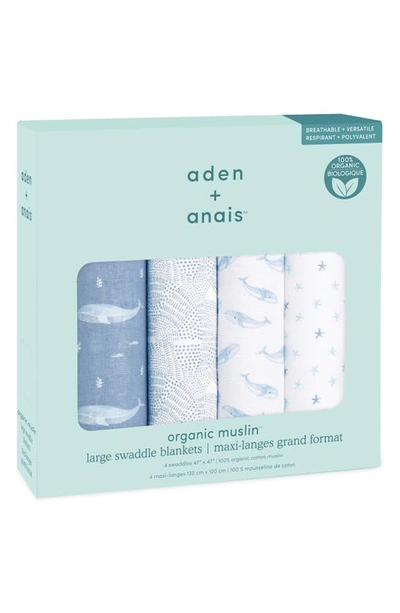 Shop Aden + Anais 4-pack Classic Swaddling Cloths In Oceanic Blue