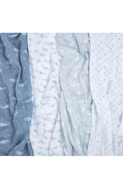 Shop Aden + Anais 4-pack Classic Swaddling Cloths In Oceanic Blue