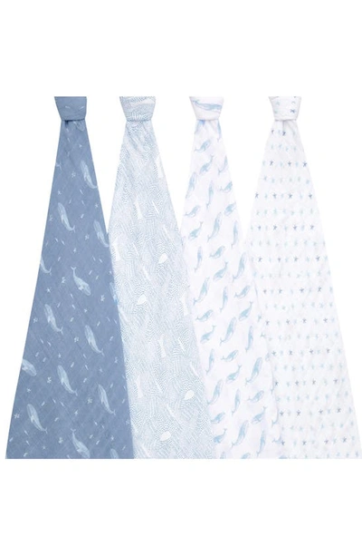 Shop Aden + Anais 4-pack Classic Swaddling Cloths In Oceanic Blue