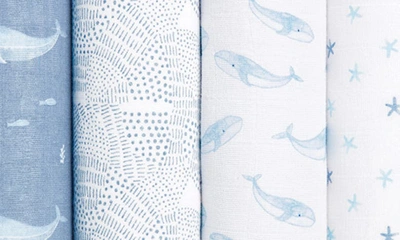 Shop Aden + Anais 4-pack Classic Swaddling Cloths In Oceanic Blue